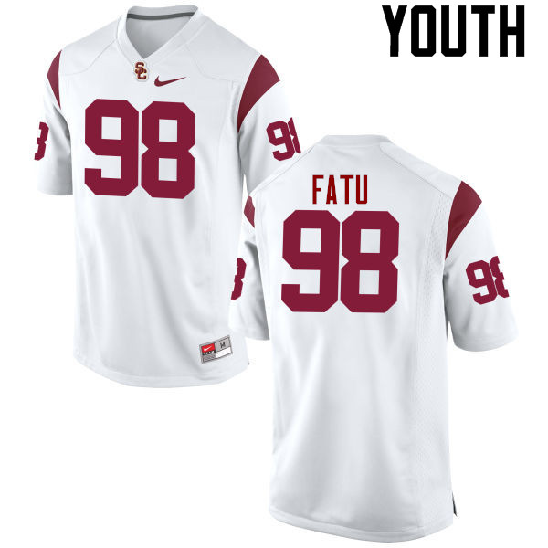Youth #98 Josh Fatu USC Trojans College Football Jerseys-White
